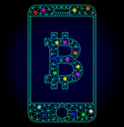 wire frame mesh mobile bitcoin bank vector image