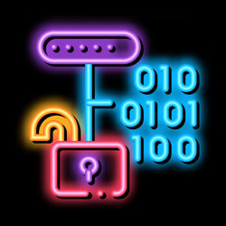 Hacking binary code neon glow icon vector