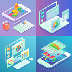 Mobile & Web Analytics Isometric vector image