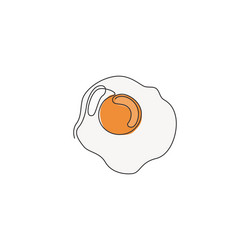 one single line drawing of fresh sunny side up vector