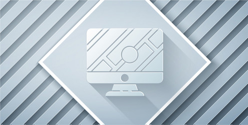 paper cut computer monitor and folded map vector image