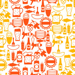 Seamless pattern with beer icons and objects vector