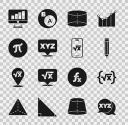 set xyz coordinate system square root of x glyph vector image