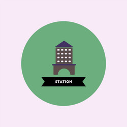 stylish icon in color circle building station vector image