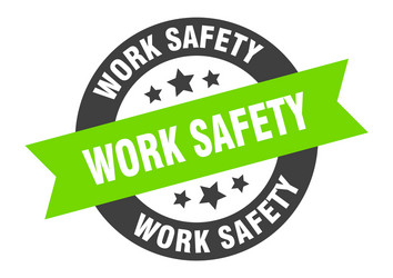 Work safety round isolated gold badge Royalty Free Vector