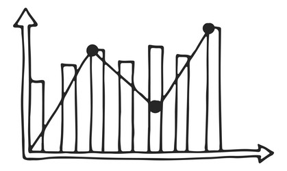 chart icon statistics data in bar and line vector