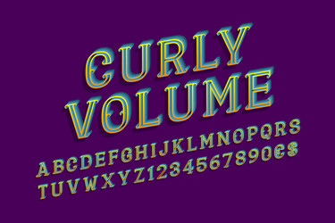 curly volume letters with numbers and currency vector image