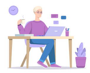 man or boy texting in computer vector image