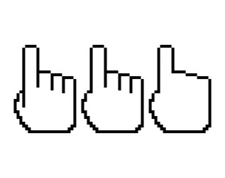 set of finger pixel icon web cursor click mouse vector image