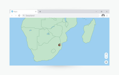 browser window with map of swaziland searching vector