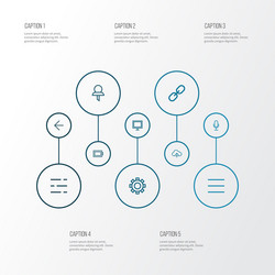 Interface icons line style set with backward vector