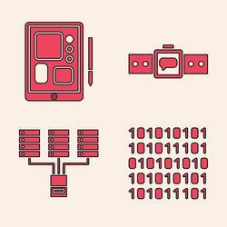 set binary code graphic tablet smartwatch vector image
