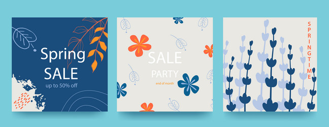 spring bright square backgrounds minimalistic vector image