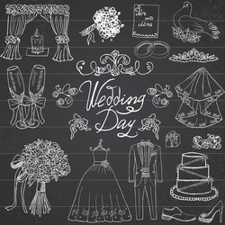 Wedding Chalkboard Elements Set Vector Image