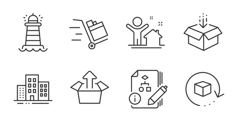 algorithm lighthouse and return package icons set vector image