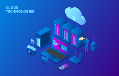 Cloud Data Storage Isometric Concept vector image