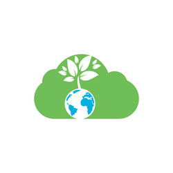 Globe tree with cloud logo design template Vector Image