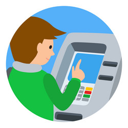 man using atm machine vector image