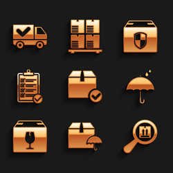 set package box with check mark delivery vector image