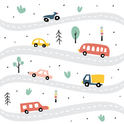 Childish transport seamless pattern creative vector