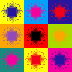 cpu microprocessor pop-art style icons set vector image