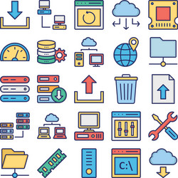 database server and location icons set every ico vector image