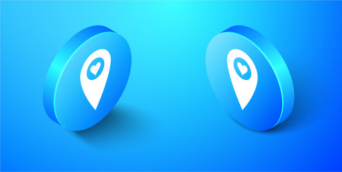isometric map pointer with heart icon isolated vector image