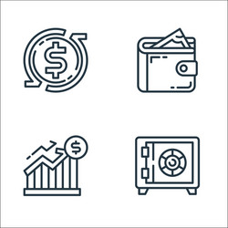 money and currency line icons linear set quality vector image