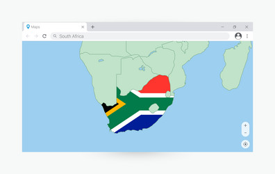 Browser window with map of south africa searching vector