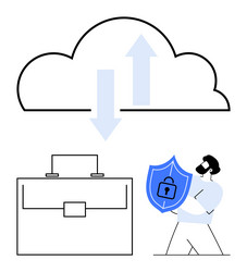cloud computing with data sharing security shield vector image