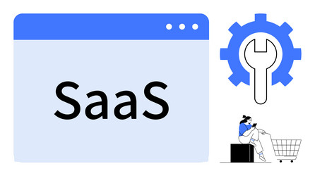 conceptual saas platform with user and tools vector image