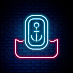 glowing neon line map pointer with anchor icon vector image