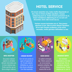 Hotel service concept flat isometric poster vector