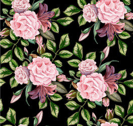 rose flower blossom leaf seamless pattern Vector Image