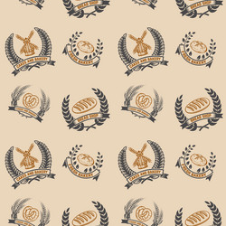 seamless pattern with bakery emblems design vector image