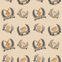 seamless pattern with bakery emblems design vector