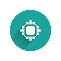 white computer processor with microcircuits cpu vector image