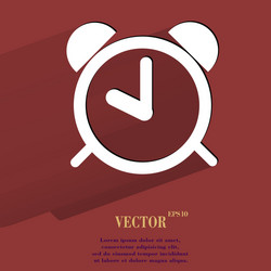 Alarm clock flat modern web button with long vector