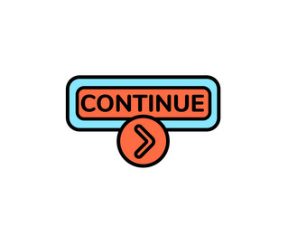 colorful continue button with arrow for website vector image