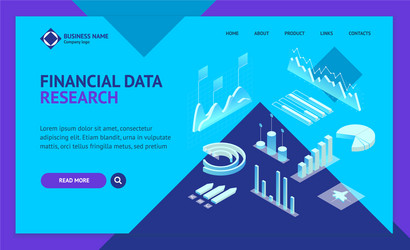 data financial graphs concept landing web page vector image