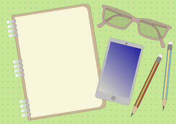 notebook drawing with mobile device eyeglasses vector image