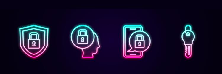 set line shield security with lock mobile vector image