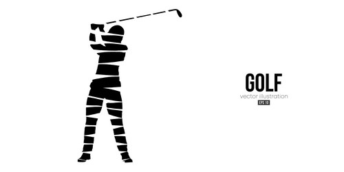 abstract silhouette of a golf player on white vector