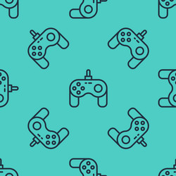 black line gamepad icon isolated seamless pattern vector image