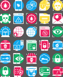 cyber crime and hacking isolated icons set vector image