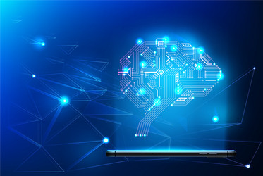 digital circuit brain from smartphone 3d vector image