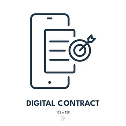 Digital contract icon agreement signature vector