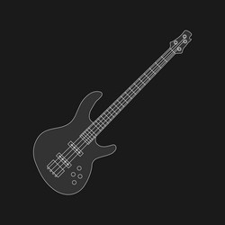 Electric guitar flat linear vector