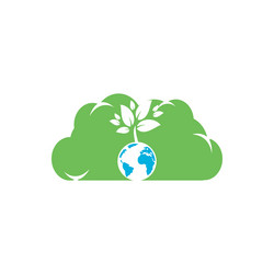 Globe tree with cloud logo design template Vector Image