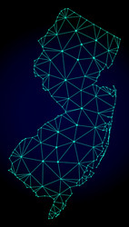 Polygonal network mesh map of new jersey vector